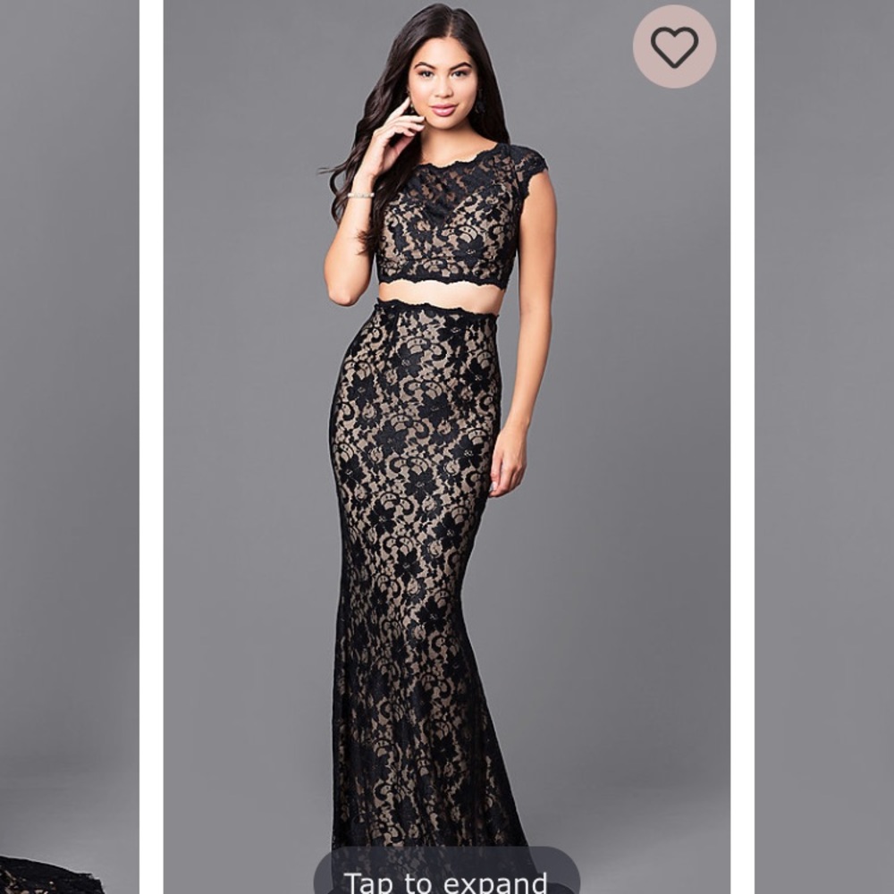 Jovani Black Nude Lace Formal Dress